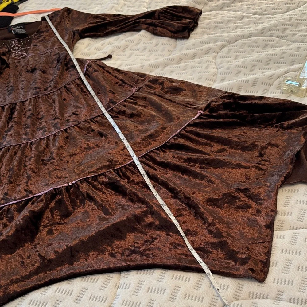 Speechless Brown Velvet w/Pink Sequins Dress for Costume Dress Up Party Like New
